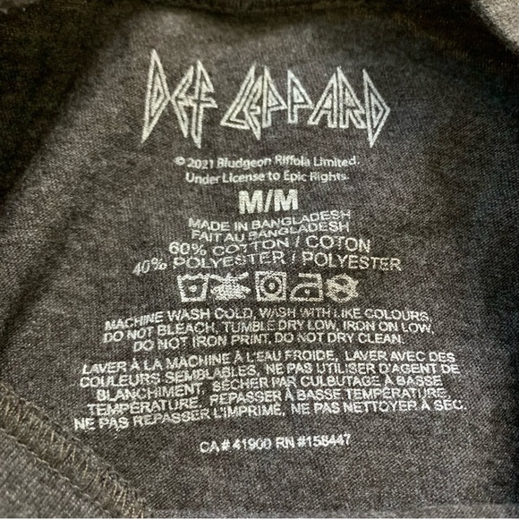 DEF LEPPARD Animal Band Graphic Tee With Cap Sleeves Charcoal Grey Size Medium - Picture 7 of 8